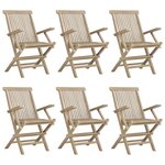 vidaXL Chaises de jardin pliantes lot de 6 gris 56x61x89 cm bois teck