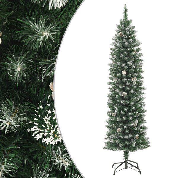 vidaXL Sapin de Noël artificiel mince avec support 150 cm PVC