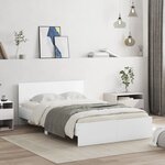 vidaXL Cadre de lit avec tête de lit et LED blanc 135x190 cm