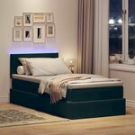 vidaXL Lit avec rangement et LED Vert foncé 90 x 200 cm Velours