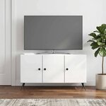 vidaXL Meuble TV Blanc brillant 99 x 34 5 x 50 cm Bois d'ingénierie