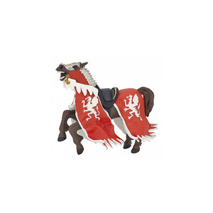 Statue du Roi au Dragon Rouge sur Cheval - Figurine Équestre Détails Précis