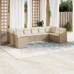 vidaXL Salon de jardin avec coussins 10 Pièces beige résine tressée
