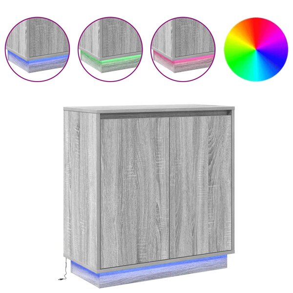 vidaXL Buffet LED Gris Sonoma 71 x 34 5 x 75 cm Bois d'ingénierie