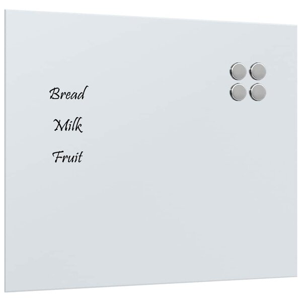 vidaXL Tableau noir magnétique mural Blanc 60x50 cm Verre trempé