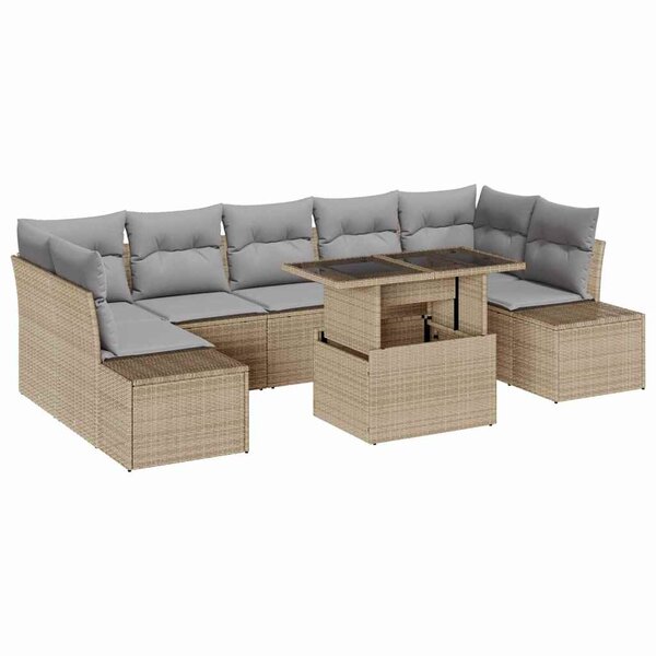 vidaXL Ensemble de Canapés 8 Pièces Beige et Gris clair polyrotin