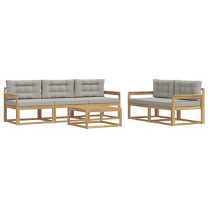 vidaXL Ensemble de canapés d'extérieur 6 Pièces Blanc et gris clair