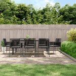 vidaXL Ensemble à manger de jardin 9 Pièces coussins noir rotin et acier