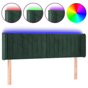 vidaXL Tête de lit à LED Vert foncé 147x16x78/88 cm Velours