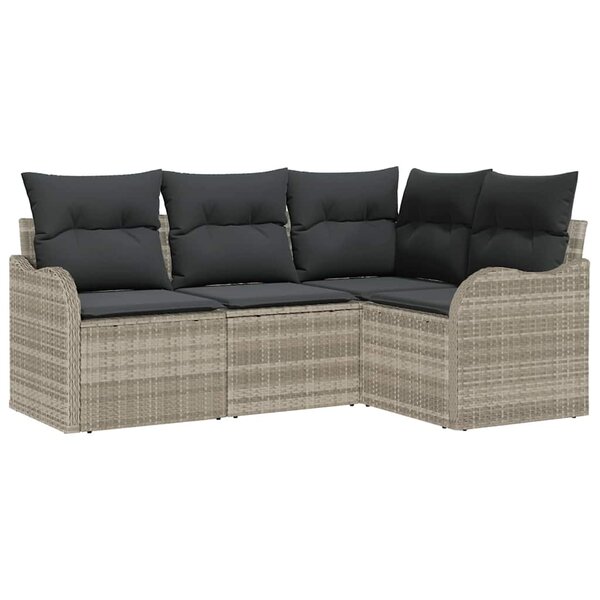 vidaXL Ensemble de canapé de jardin 4 Pièces Gris clair polyrotin