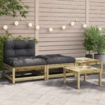 vidaXL Canapé de jardin sans accoudoirs avec coussins et repose-pieds