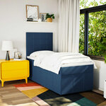 vidaXL Sommier à lattes de lit avec matelas Bleu 90x200 cm Tissu