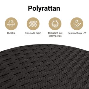 vidaXL Ensemble à manger de jardin 17 Pièces coussins noir résine tressée