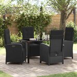 vidaXL Ensemble de salle à manger pour jardin 5 Pièces Noir polyrotin