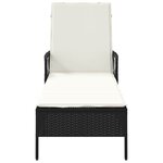 vidaXL Transat avec coussin noir en poly rattan.