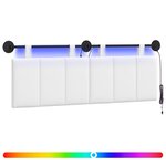 vidaXL Tête de lit suspendue Avec lumière LED Blanc Tissu