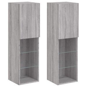 vidaXL Meubles TV avec lumières LED 2 Pièces sonoma gris 30 5x30x102 cm