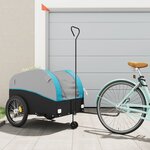 vidaXL Remorque de vélo noir et bleu 45 kg fer