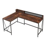 Bureau table poste de travail 165 x 110 x 90 cm noir effet noyer 03_0009054