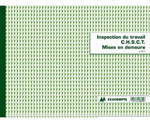 Piqûre 24x32cm Inspection du travail C.H.S.C.T. et mises en demeure 16 pages EXACOMPTA