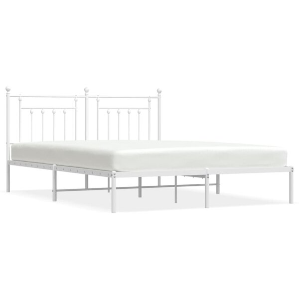 vidaXL Cadre de lit métal avec tête de lit blanc 160x200 cm