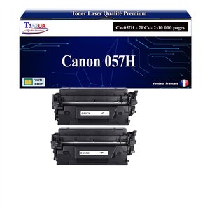 T3AZUR -2x Toners compatibles avec Canon 057H (3010C002/3010C004) pour Canon MF443dw  MF445dw  MF446x  MF449x  MF453dw  MF455dw Noir