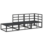 vidaXL Ensemble de canapé de jardin avec coussin 3 Pièces Noir Aluminium