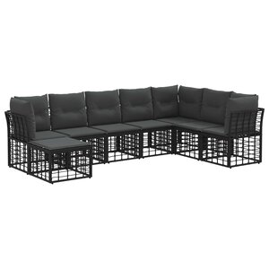 vidaXL Ensemble de canapés d'extérieur Noir Polyester