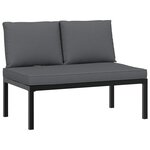 vidaXL Salon de jardin 3 Pièces avec coussins noir aluminium