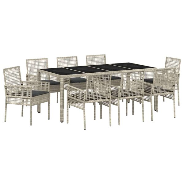 vidaXL Ensemble de salle à manger pour jardin 9 Pièces Gris clair