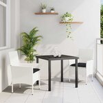 vidaXL Ensemble de salle à manger pour jardin 3 Pièces Blanc Poly rotin