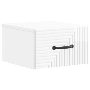 vidaXL Cabinet de chevet mural Blanc brillant 34 5 x 33 x 20 cm