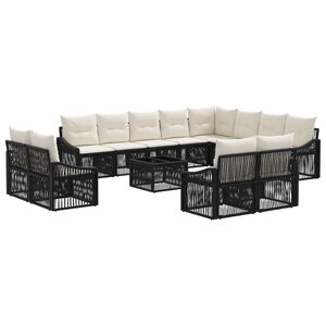 vidaXL Ensemble de canapé de jardin 13 pc Noir polyrotin