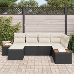 vidaXL Ensemble de canapé de jardin 6 Pièces Noir et Crème Poly Rattan