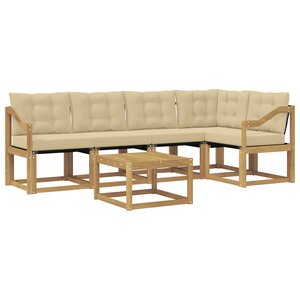 vidaXL Ensemble de canapés d'extérieur 6 Pièces Blanc et Beige