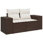 vidaXL Salon de jardin 4 Pièces avec coussins marron résine tressée