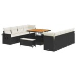 vidaXL Ensemble de canapé de jardin 11 Pièces Noir Poly rotin