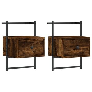 vidaXL Table de chevet murale 2 Pièces chêne fumé 35x30x51 cm