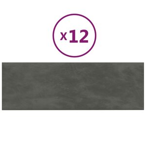 vidaXL Panneaux muraux 12 Pièces Gris foncé 90x30 cm Velours 3 24 m²