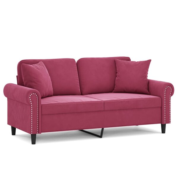 vidaXL Canapé 2 places avec oreillers bordeaux 140 cm velours