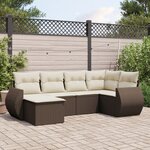 vidaXL Salon de jardin avec coussins 6 Pièces marron résine tressée