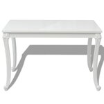 vidaXL Table à manger 116x66x76 cm blanc brillant