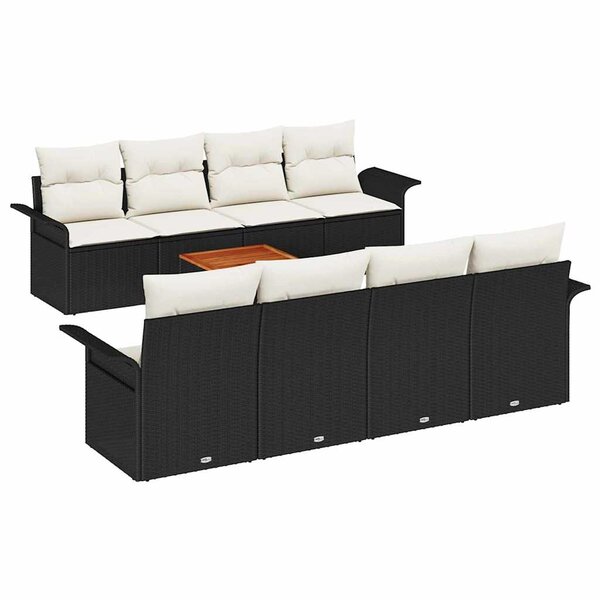 vidaXL Ensemble de canapé de jardin avec coussin 7 Pièces Noir et Crème