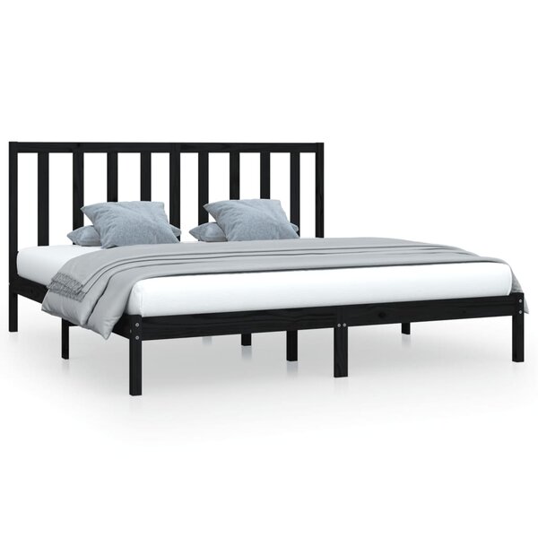 vidaXL Cadre de lit sans matelas noir bois massif de pin 200x200 cm