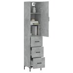 vidaXL Buffet haut Gris béton 34 5x34x180 cm Bois d'ingénierie