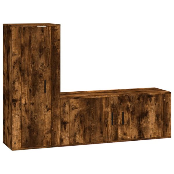vidaXL Ensemble de meubles TV 2 Pièces Chêne fumé Bois d'ingénierie