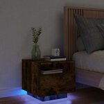 vidaXL Table de chevet avec lumières LED chêne fumé 40x39x37 cm