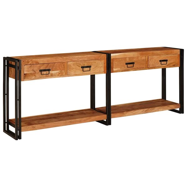 vidaXL Tables console avec tiroir 2 Pièces Marron Bois d'acacia massif