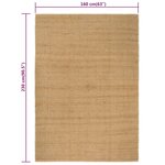 vidaXL Tapis rectangulaire Naturel 160x230 cm Jute