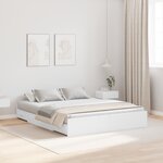 vidaXL Cadre de lit avec rangement avec tiroir avec tête de lit avec stockage Blanc 150 x 200 cm
